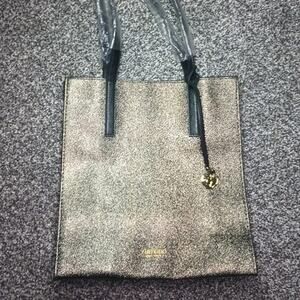 Shiseido Ginza Tokyo Metallic Sparkle Gold Canvas Tote Bag Shopper NWOT Japan